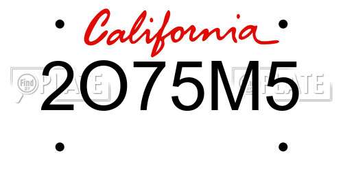 2O75M5 California License Plate