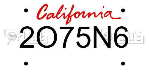2O75N6 California License Plate
