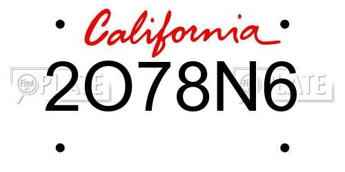 2O78N6 California License Plate