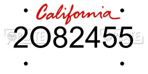 2O82455 California License Plate