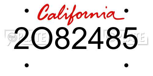 2O82485 California License Plate