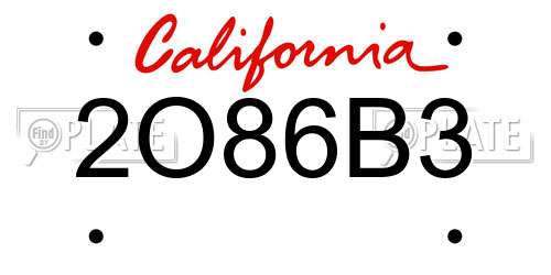 2O86B3 California License Plate