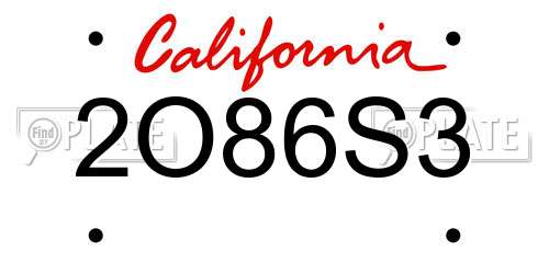 2O86S3 California License Plate
