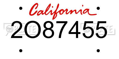 2O87455 California License Plate