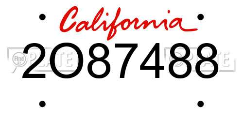 2O87488 California License Plate