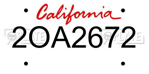 2OA2672 California License Plate