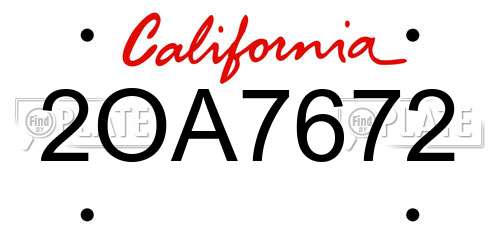 2OA7672 California License Plate