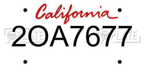 2OA7677 California License Plate