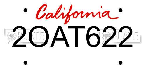 2OAT622 California License Plate