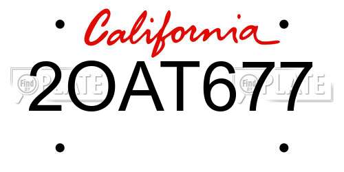 2OAT677 California License Plate