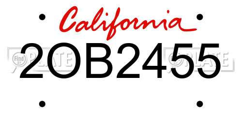 2OB2455 California License Plate