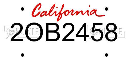 2OB2458 California License Plate