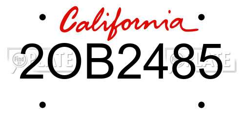 2OB2485 California License Plate