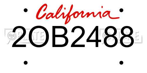 2OB2488 California License Plate