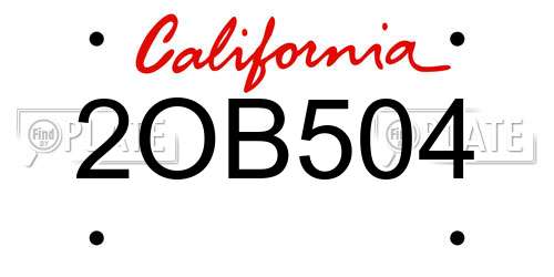 2OB504 California License Plate