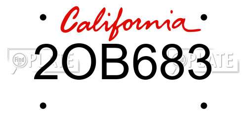 2OB683 California License Plate