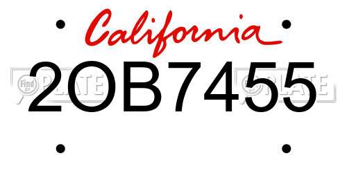 2OB7455 California License Plate