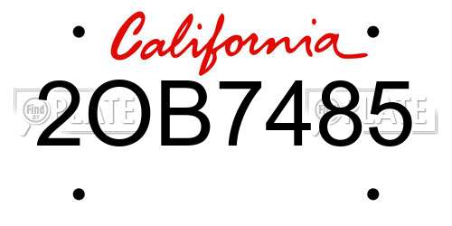 2OB7485 California License Plate