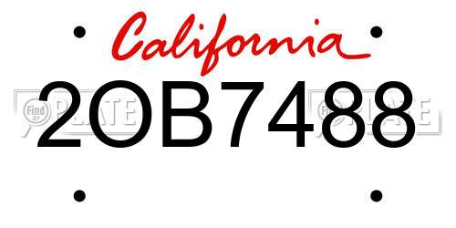 2OB7488 California License Plate