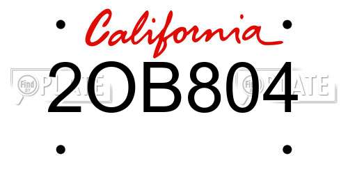 2OB804 California License Plate