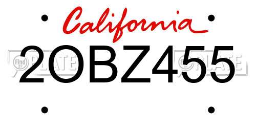 2OBZ455 California License Plate