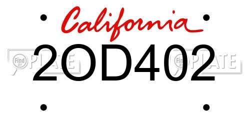 2OD402 California License Plate