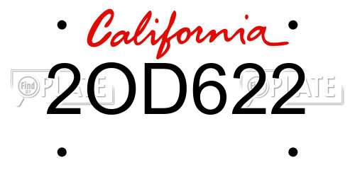 2OD622 California License Plate