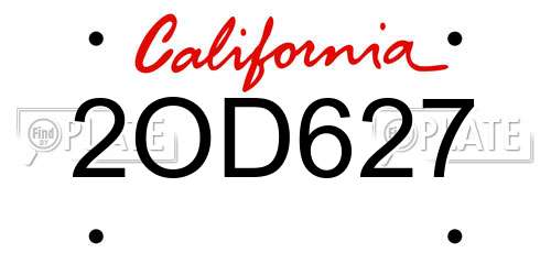 2OD627 California License Plate