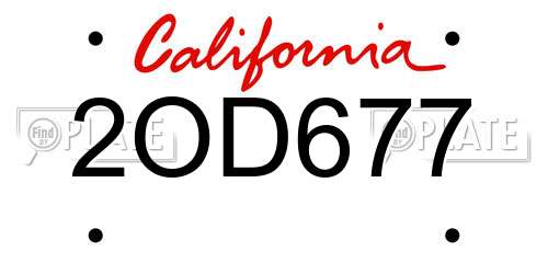 2OD677 California License Plate