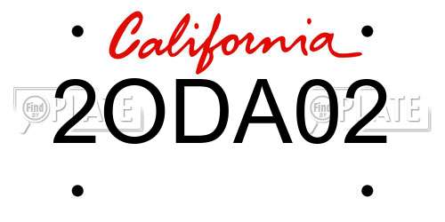 2ODA02 California License Plate