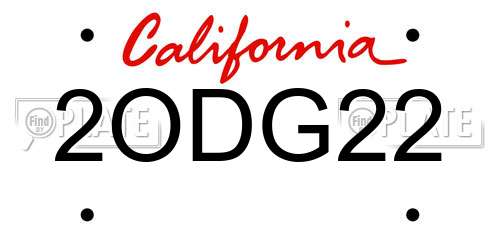 2ODG22 California License Plate