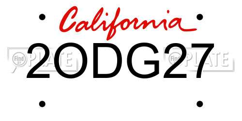2ODG27 California License Plate