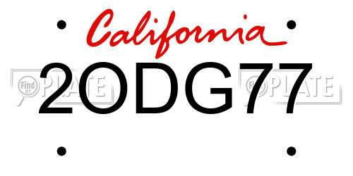 2ODG77 California License Plate