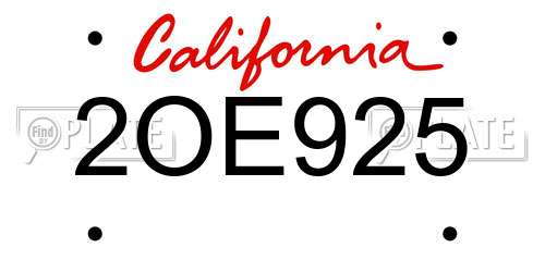 2OE925 California License Plate
