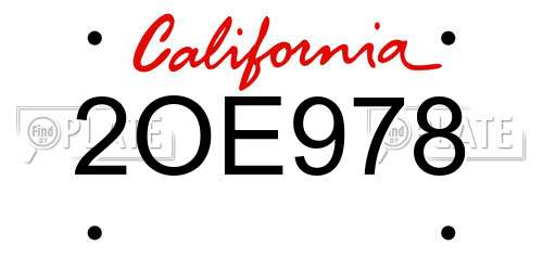 2OE978 California License Plate