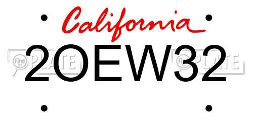 2OEW32 California License Plate