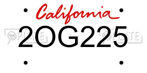 2OG225 California License Plate