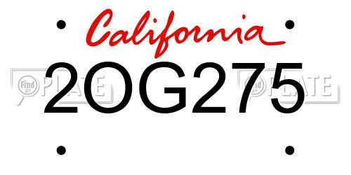 2OG275 California License Plate