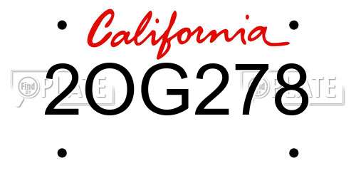 2OG278 California License Plate