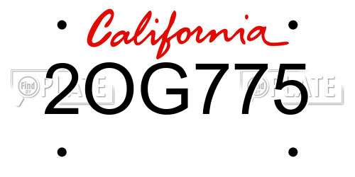 2OG775 California License Plate