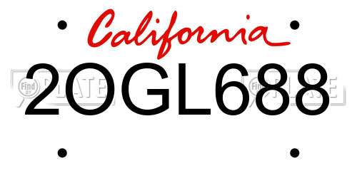 2OGL688 California License Plate