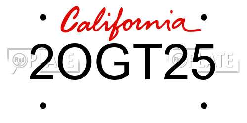 2OGT25 California License Plate