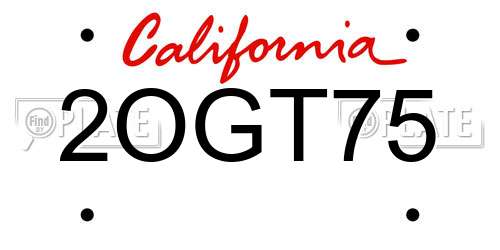 2OGT75 California License Plate