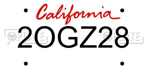 2OGZ28 California License Plate