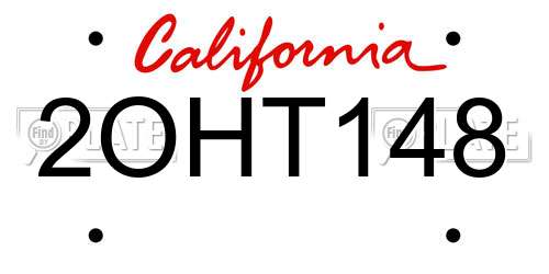 2OHT148 California License Plate