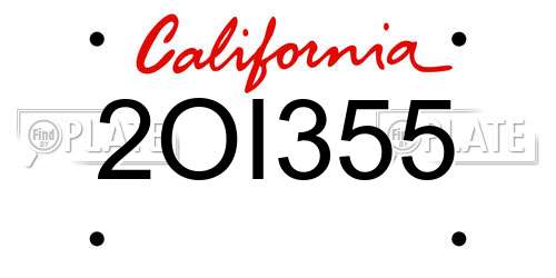 2OI355 California License Plate