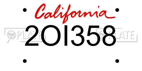 2OI358 California License Plate