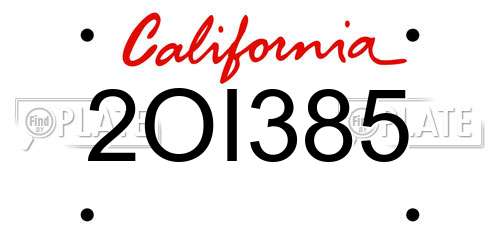 2OI385 California License Plate