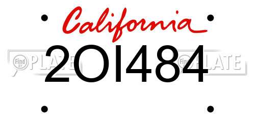 2OI484 California License Plate