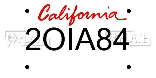 2OIA84 California License Plate